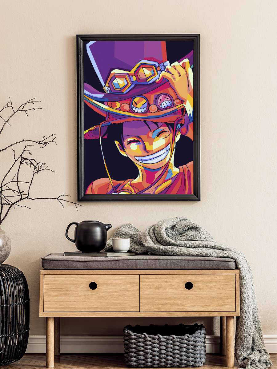 Luffy wpap pop art Anime Poster Tablo Siyah Çerçeveli Yüksek Kalite Anime Duvar Tablo