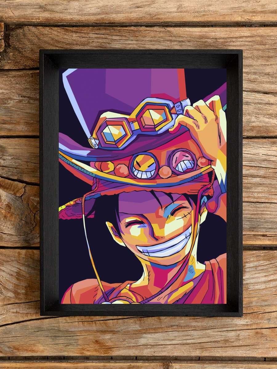 Luffy wpap pop art Anime Poster Tablo Siyah Çerçeveli Yüksek Kalite Anime Duvar Tablo