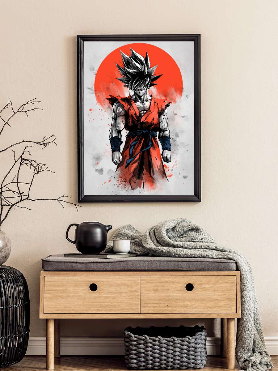 Powerful Warrior Anime Poster Tablo Siyah Çerçeveli Yüksek Kalite Anime Duvar Tablo