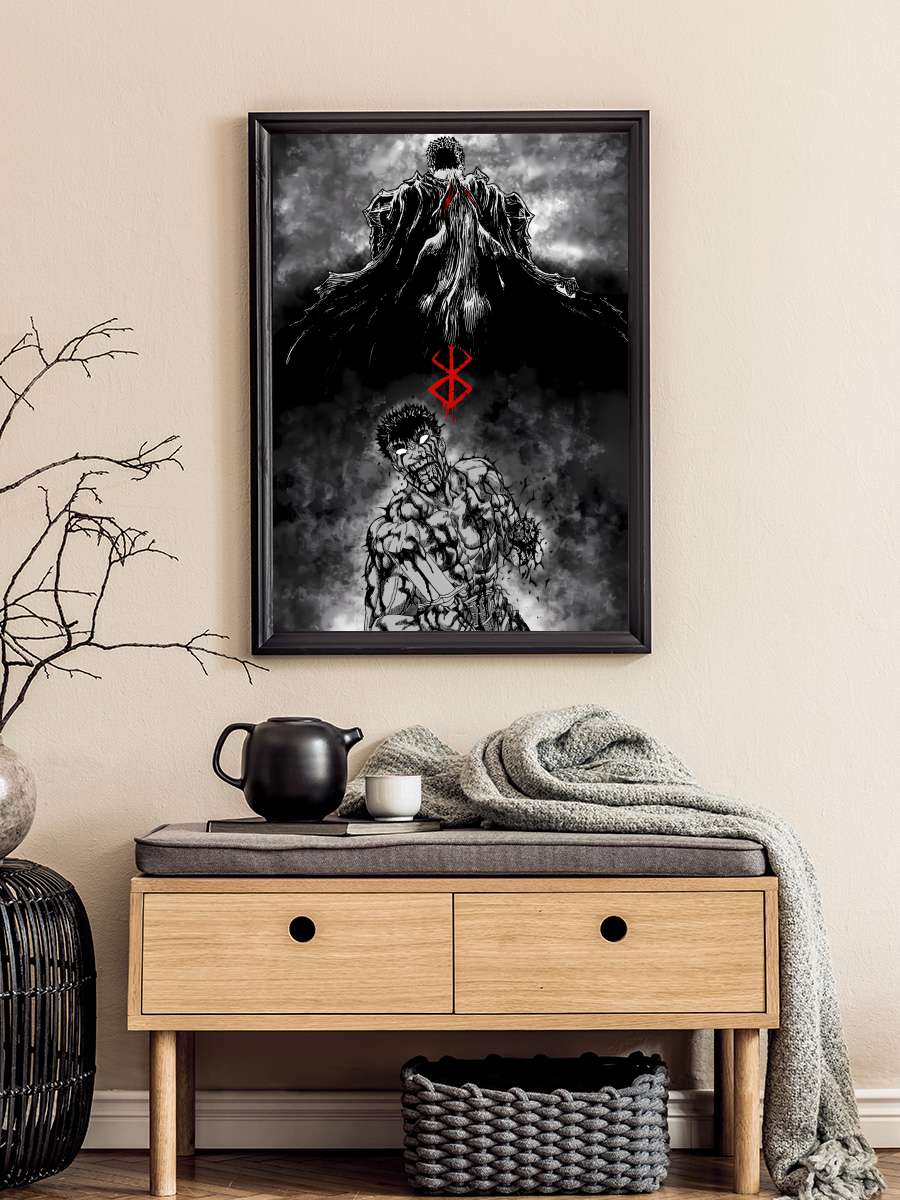 Guts Pain Anime Poster Tablo Siyah Çerçeveli Yüksek Kalite Anime Duvar Tablo