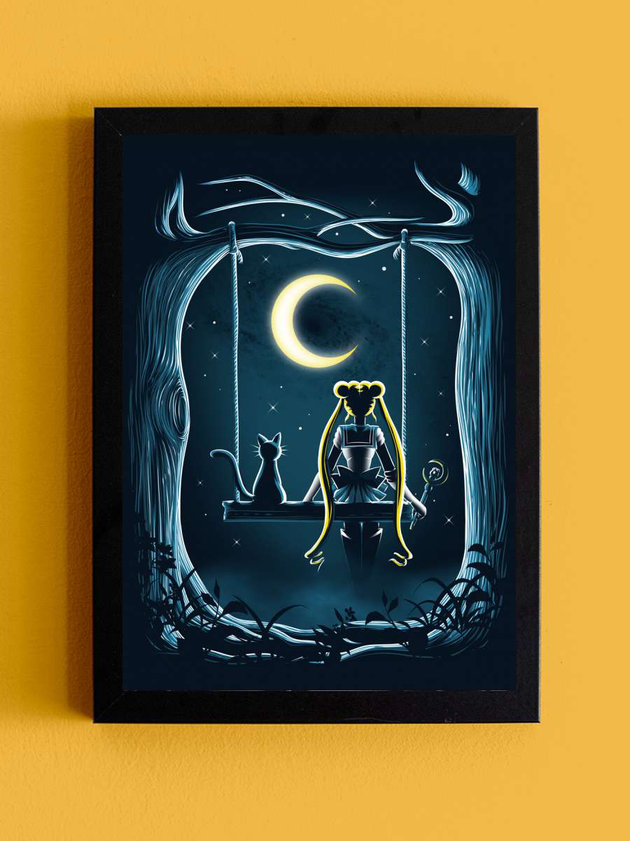 Guardian under the moon Anime Poster Tablo Siyah Çerçeveli Yüksek Kalite Anime Duvar Tablo