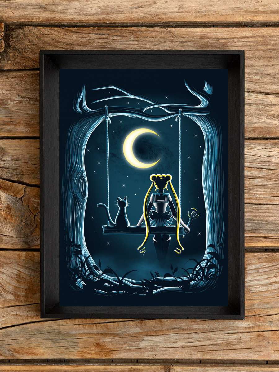 Guardian under the moon Anime Poster Tablo Siyah Çerçeveli Yüksek Kalite Anime Duvar Tablo