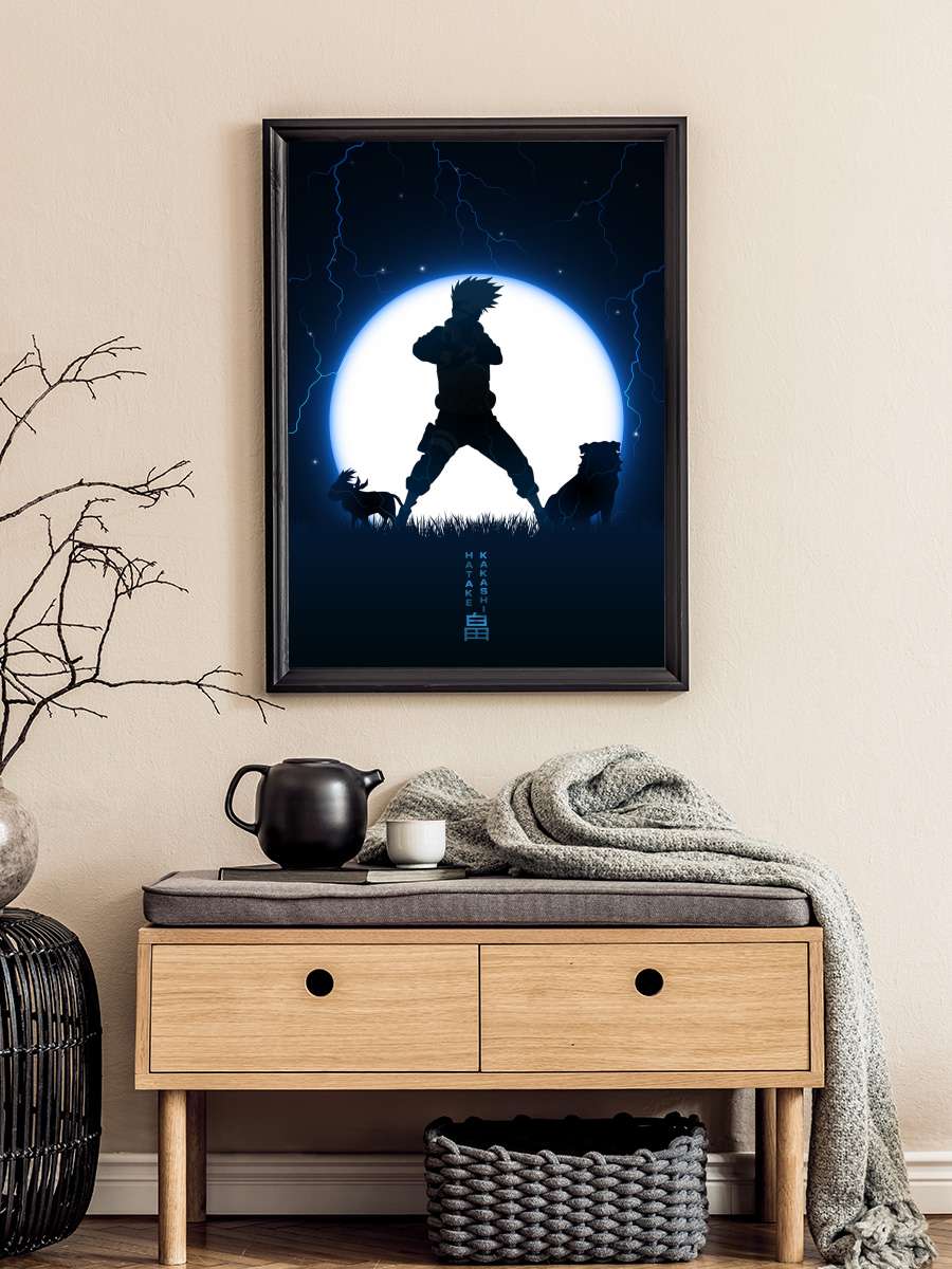 Kakashi Moon Anime Poster Tablo Siyah Çerçeveli Yüksek Kalite Anime Duvar Tablo