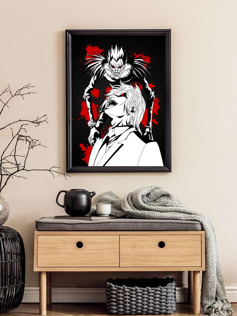 Shinigami & Kira Anime Poster Tablo Siyah Çerçeveli Yüksek Kalite Anime Duvar Tablo