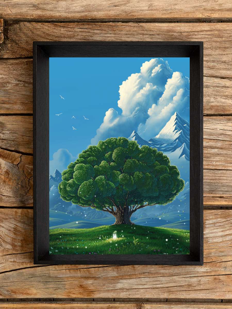 The big tree Anime Poster Tablo Siyah Çerçeveli Yüksek Kalite Anime Duvar Tablo