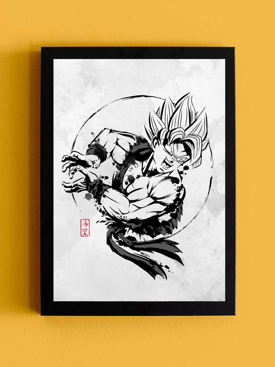 SSJ Warrior Anime Poster Tablo Siyah Çerçeveli Yüksek Kalite Anime Duvar Tablo