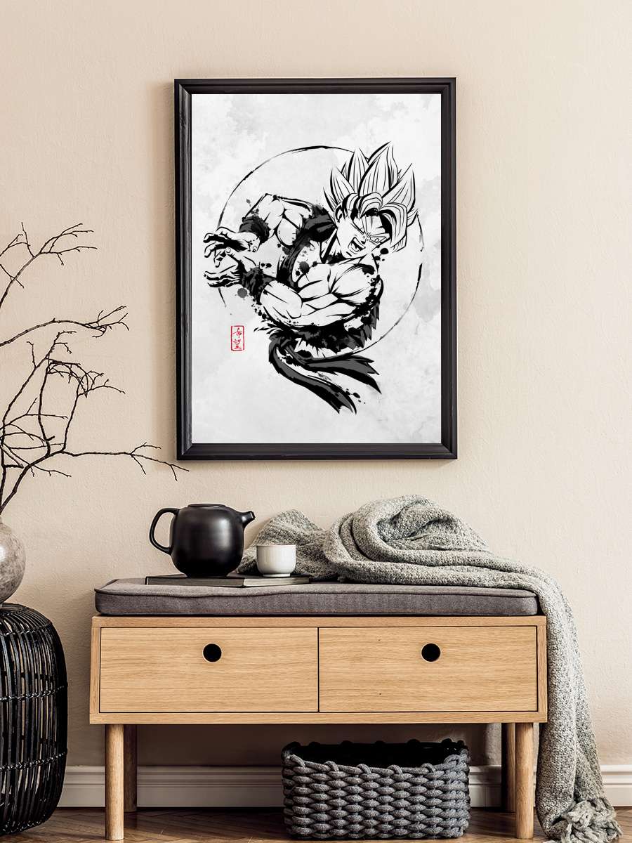 SSJ Warrior Anime Poster Tablo Siyah Çerçeveli Yüksek Kalite Anime Duvar Tablo