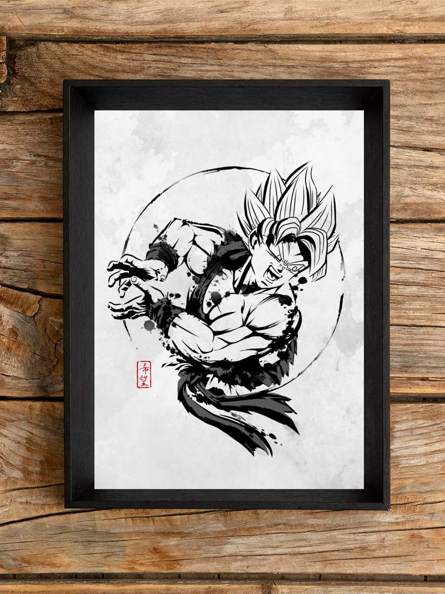 SSJ Warrior Anime Poster Tablo Siyah Çerçeveli Yüksek Kalite Anime Duvar Tablo