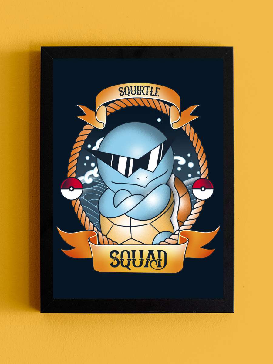 Squirtle Squad Anime Poster Tablo Siyah Çerçeveli Yüksek Kalite Anime Duvar Tablo