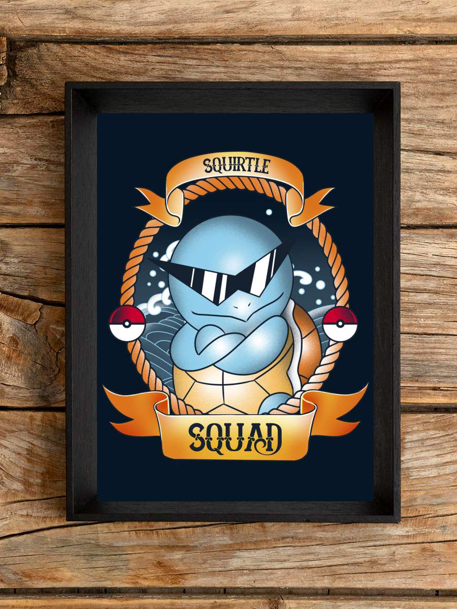 Squirtle Squad Anime Poster Tablo Siyah Çerçeveli Yüksek Kalite Anime Duvar Tablo