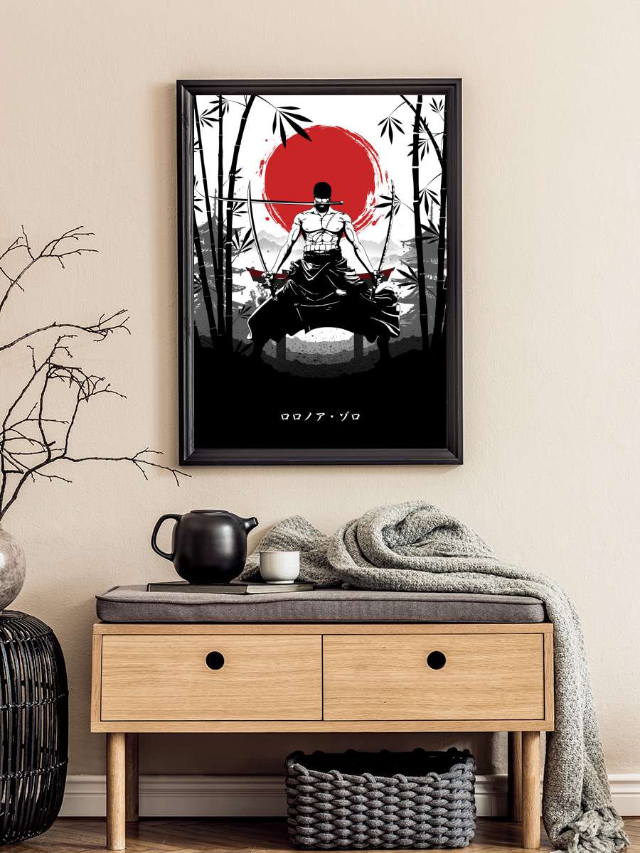 Zoro Anime Poster Tablo Siyah Çerçeveli Yüksek Kalite Anime Duvar Tablo