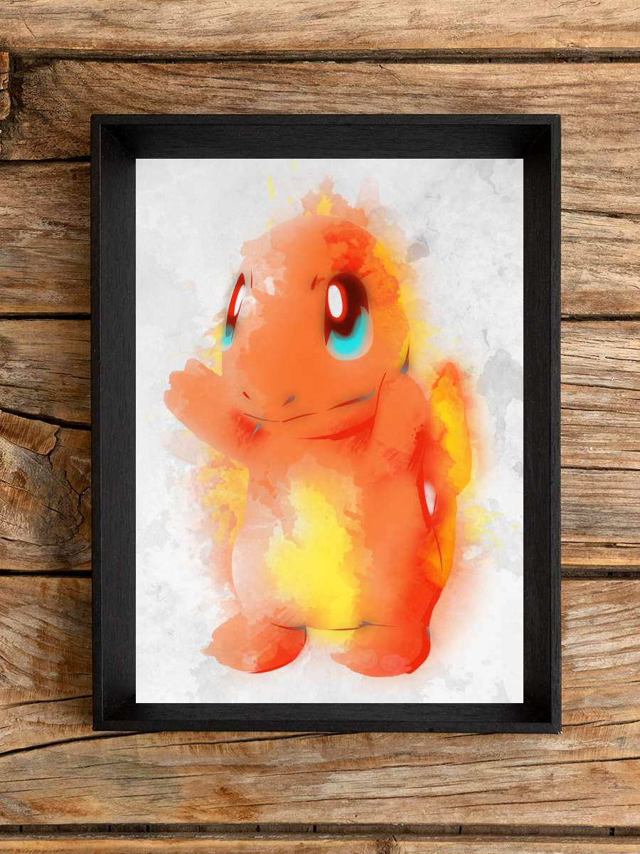 Fire watercolor Anime Poster Tablo Siyah Çerçeveli Yüksek Kalite Anime Duvar Tablo