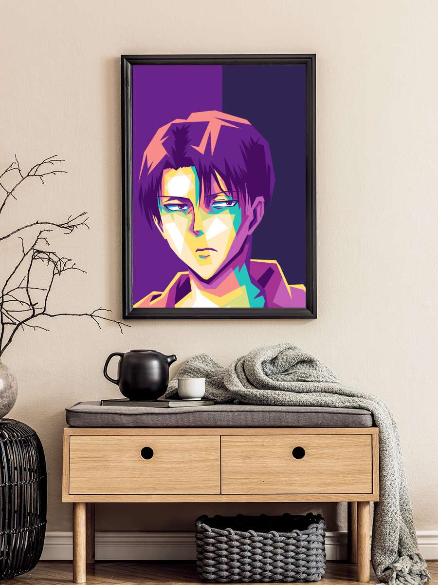 Anime Levi Anime Poster Tablo Siyah Çerçeveli Yüksek Kalite Anime Duvar Tablo