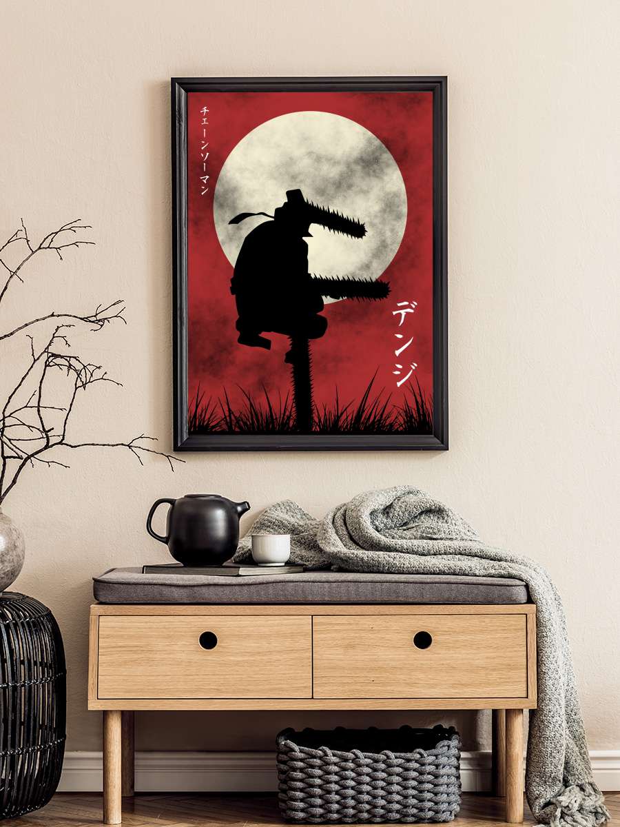 Denji the Chainsaw  Anime Poster Tablo Siyah Çerçeveli Yüksek Kalite Anime Duvar Tablo