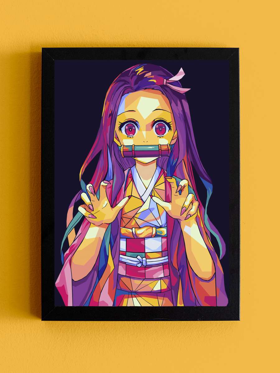 Nezuko pop art Anime Poster Tablo Siyah Çerçeveli Yüksek Kalite Anime Duvar Tablo