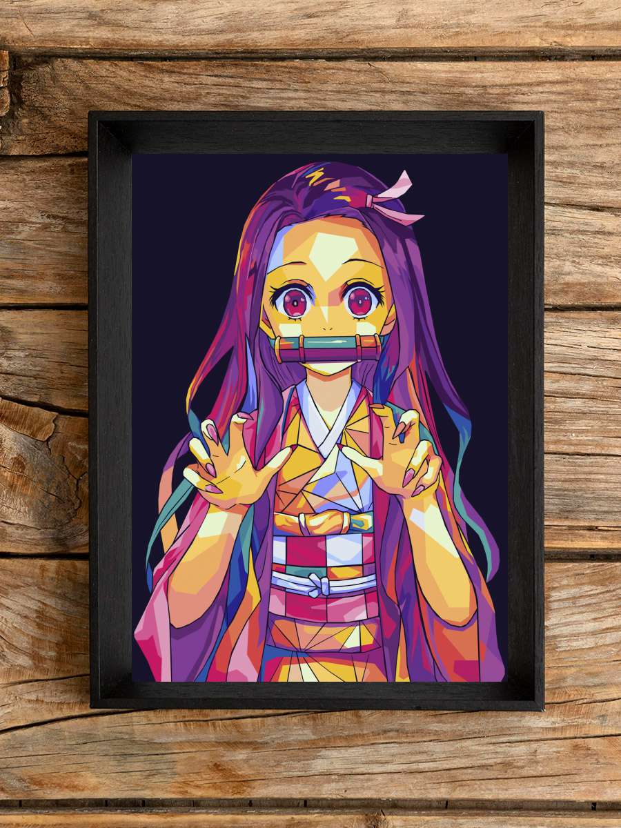 Nezuko pop art Anime Poster Tablo Siyah Çerçeveli Yüksek Kalite Anime Duvar Tablo