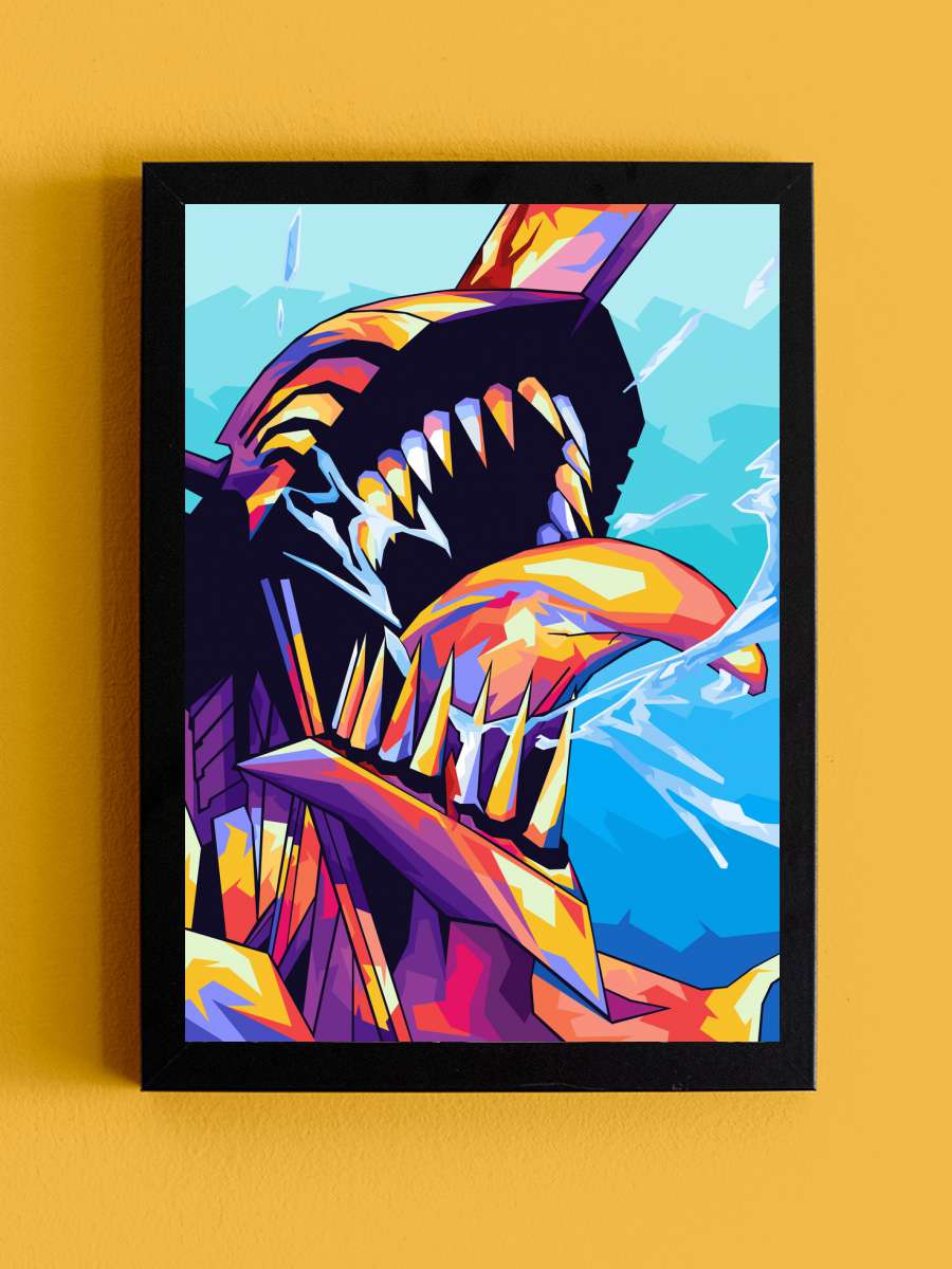 Chainsaw Man Wpap Pop Art Anime Poster Tablo Siyah Çerçeveli Yüksek Kalite Anime Duvar Tablo