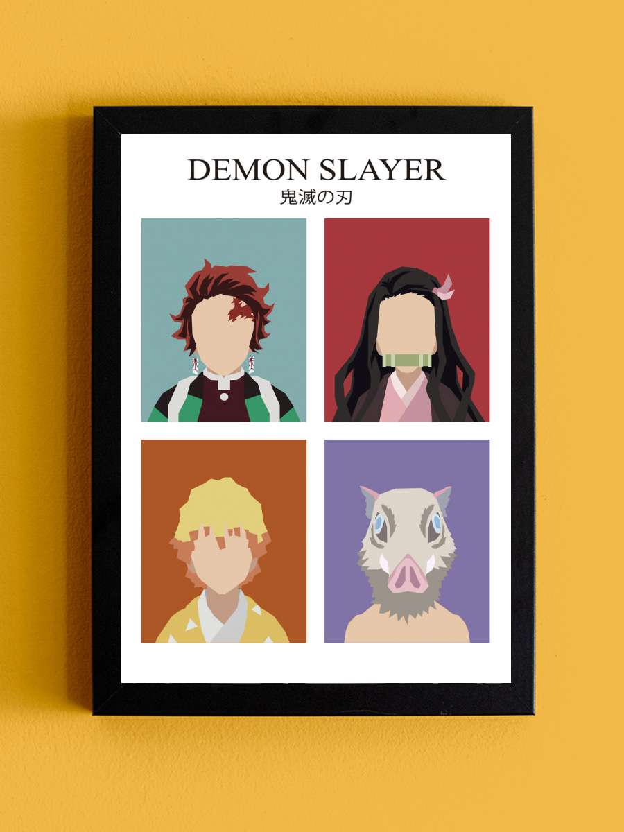 Demon Anime Poster Tablo Siyah Çerçeveli Yüksek Kalite Anime Duvar Tablo