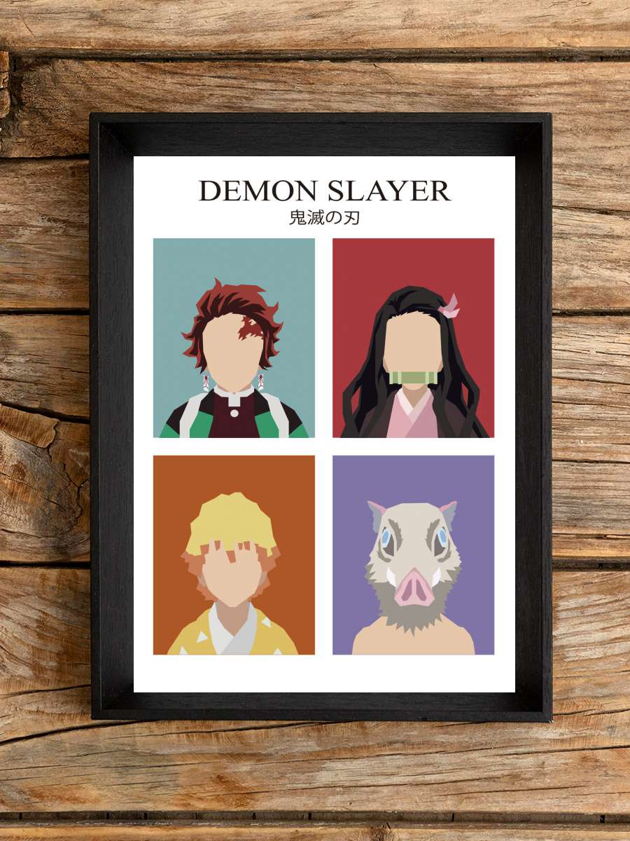 Demon Anime Poster Tablo Siyah Çerçeveli Yüksek Kalite Anime Duvar Tablo