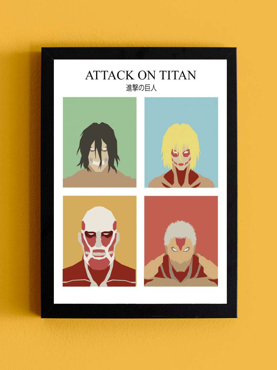 Shingeki Anime Poster Tablo Siyah Çerçeveli Yüksek Kalite Anime Duvar Tablo