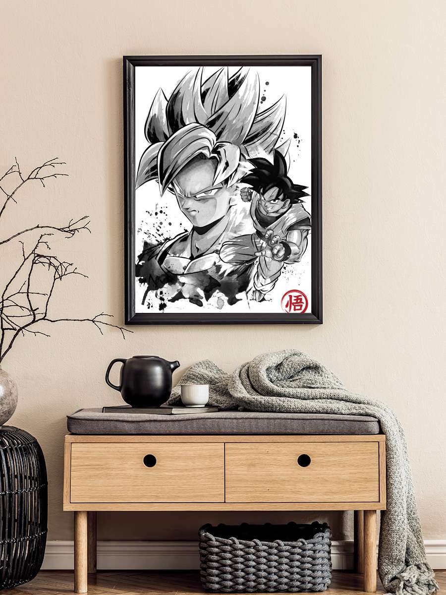 Super Saiyan Warrior Anime Poster Tablo Siyah Çerçeveli Yüksek Kalite Anime Duvar Tablo