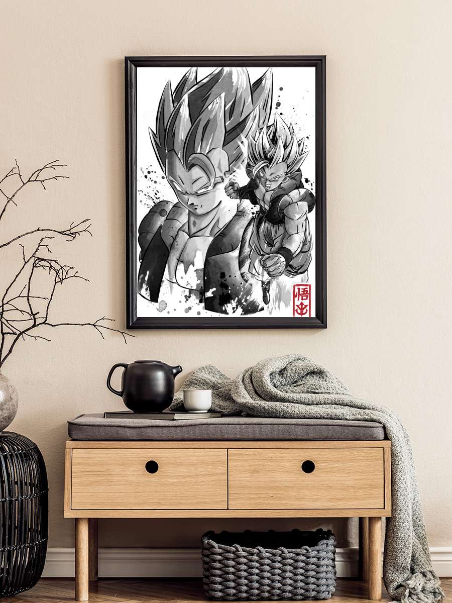 Saiyans Fusion Anime Poster Tablo Siyah Çerçeveli Yüksek Kalite Anime Duvar Tablo