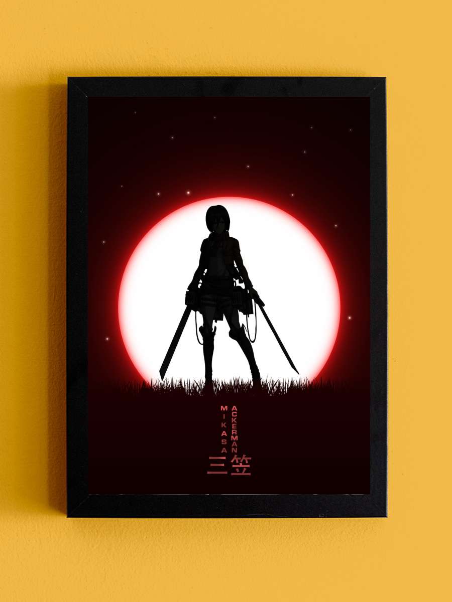 Mikasa Moon Anime Poster Tablo Siyah Çerçeveli Yüksek Kalite Anime Duvar Tablo