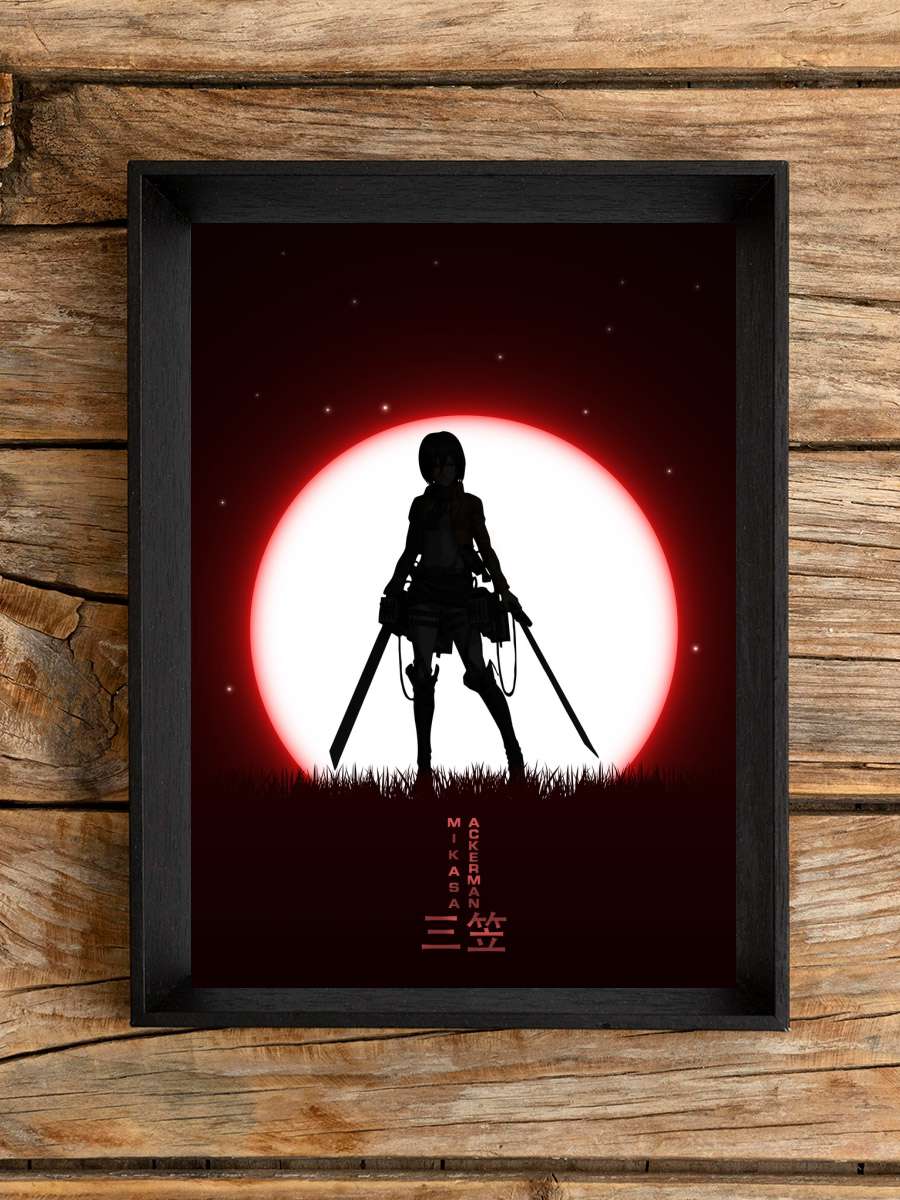 Mikasa Moon Anime Poster Tablo Siyah Çerçeveli Yüksek Kalite Anime Duvar Tablo