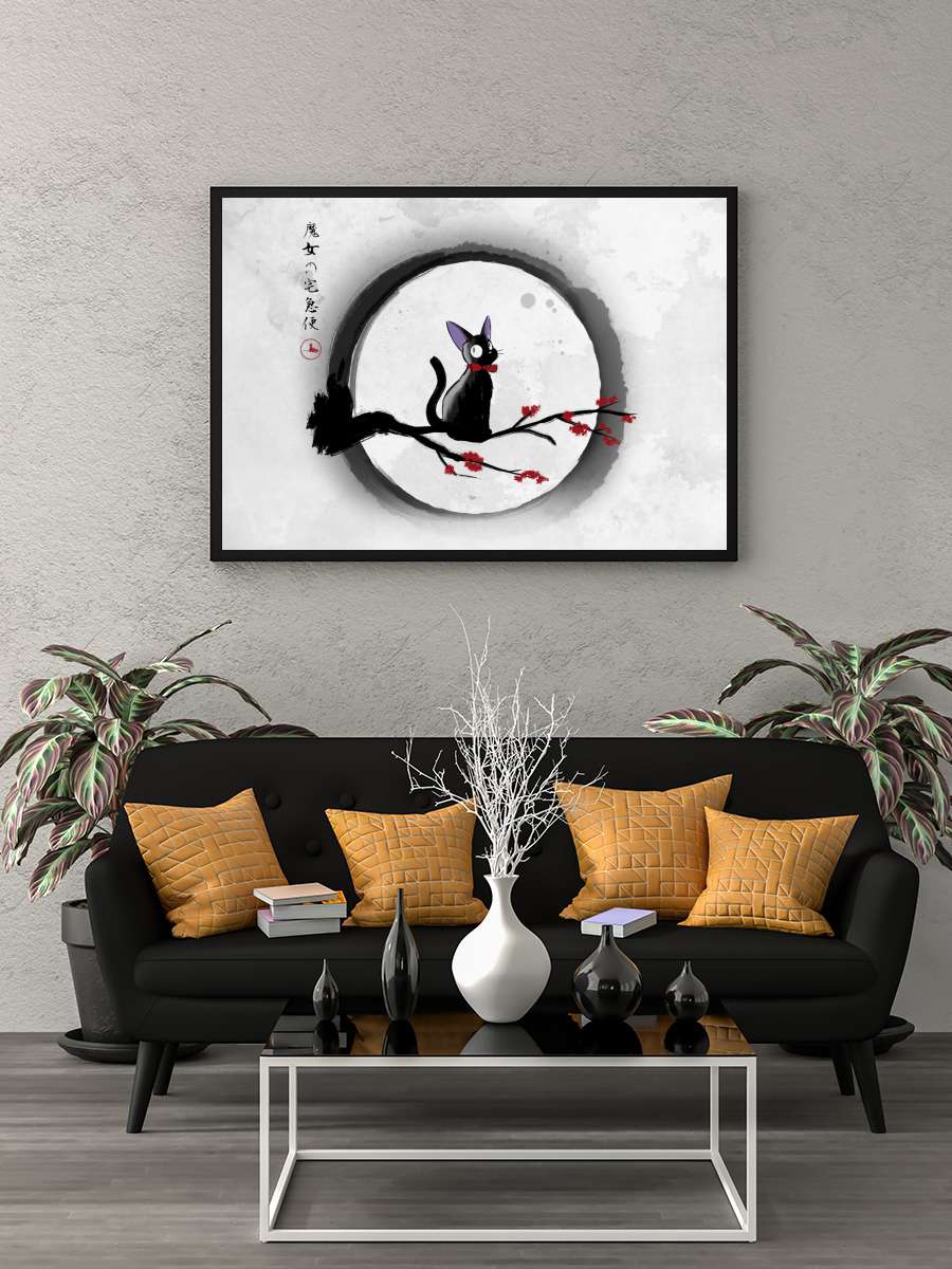 Jiji under the moon Anime Poster Tablo Siyah Çerçeveli Yüksek Kalite Anime Duvar Tablo