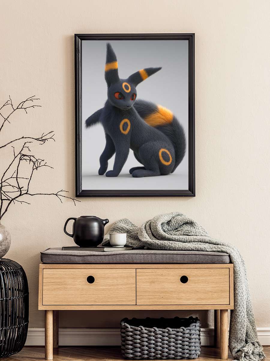 Elegant Umbreon Anime Poster Tablo Siyah Çerçeveli Yüksek Kalite Anime Duvar Tablo