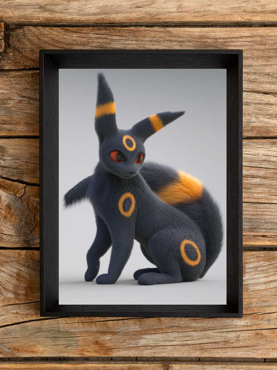 Elegant Umbreon Anime Poster Tablo Siyah Çerçeveli Yüksek Kalite Anime Duvar Tablo