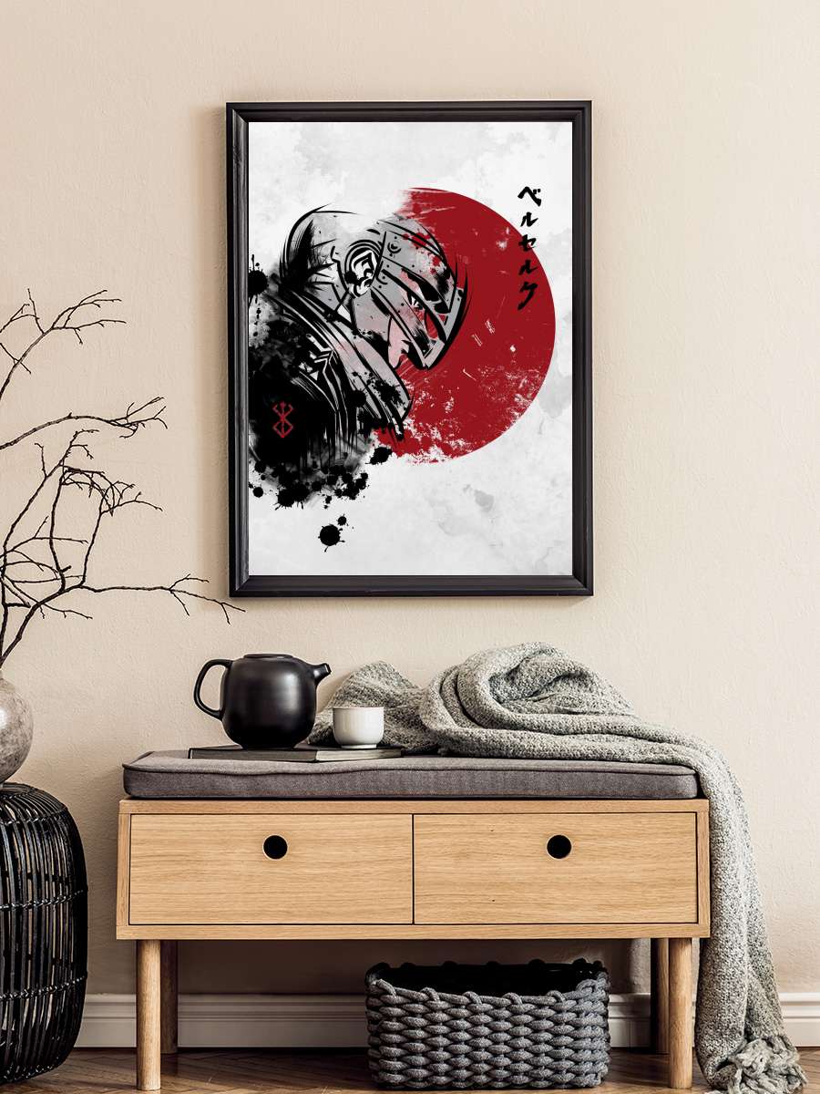 Red sun guts Anime Poster Tablo Siyah Çerçeveli Yüksek Kalite Anime Duvar Tablo