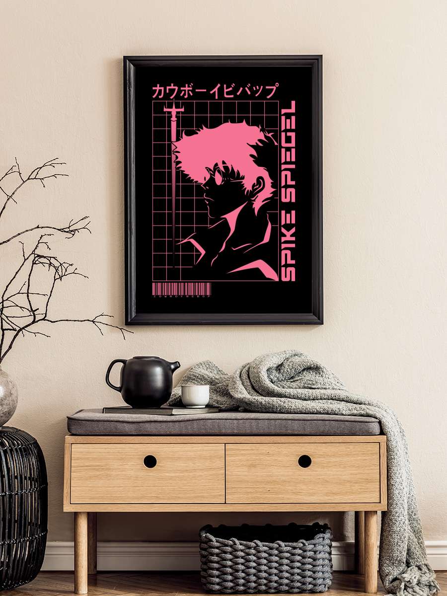 Spike Cowboy Bebop Anime Poster Tablo Siyah Çerçeveli Yüksek Kalite Anime Duvar Tablo