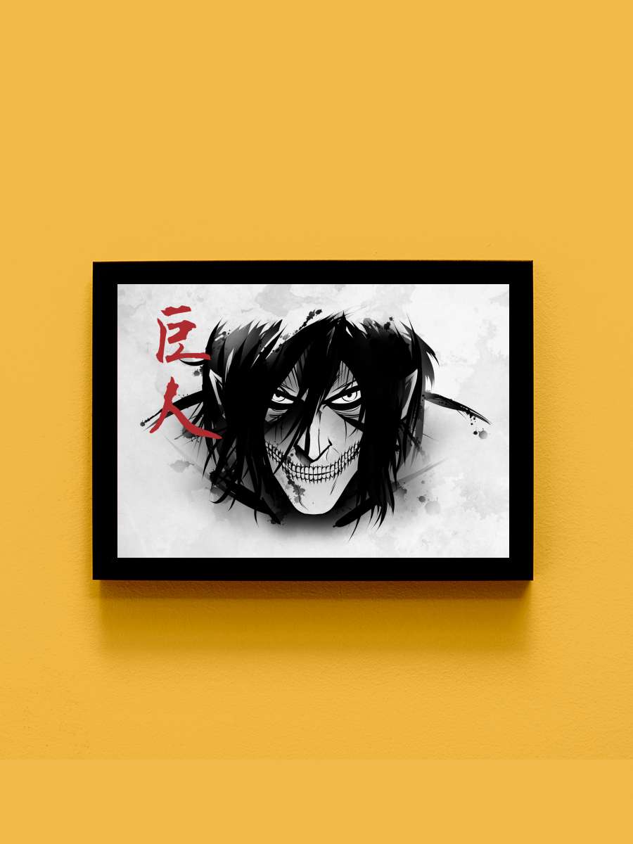 Titan Anime Poster Tablo Siyah Çerçeveli Yüksek Kalite Anime Duvar Tablo