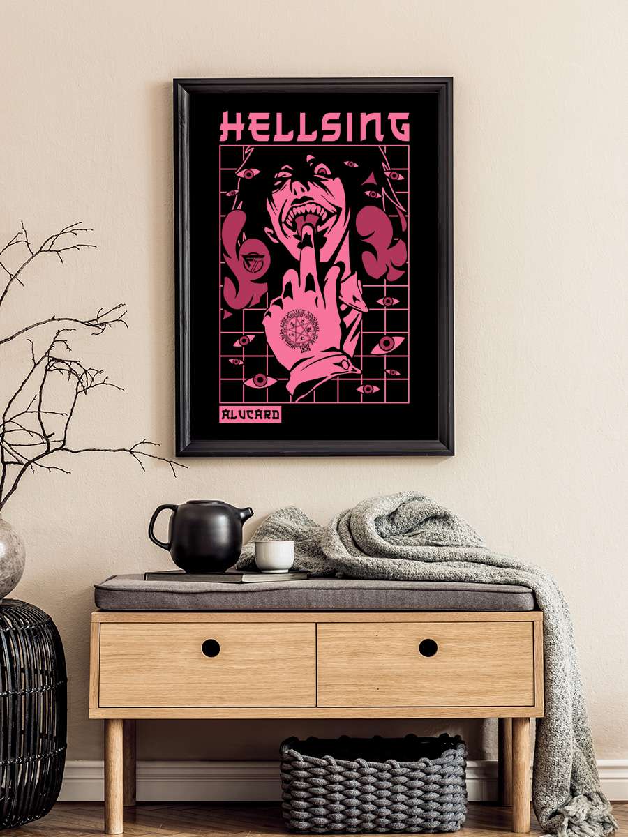 Hellsing Anime Poster Tablo Siyah Çerçeveli Yüksek Kalite Anime Duvar Tablo