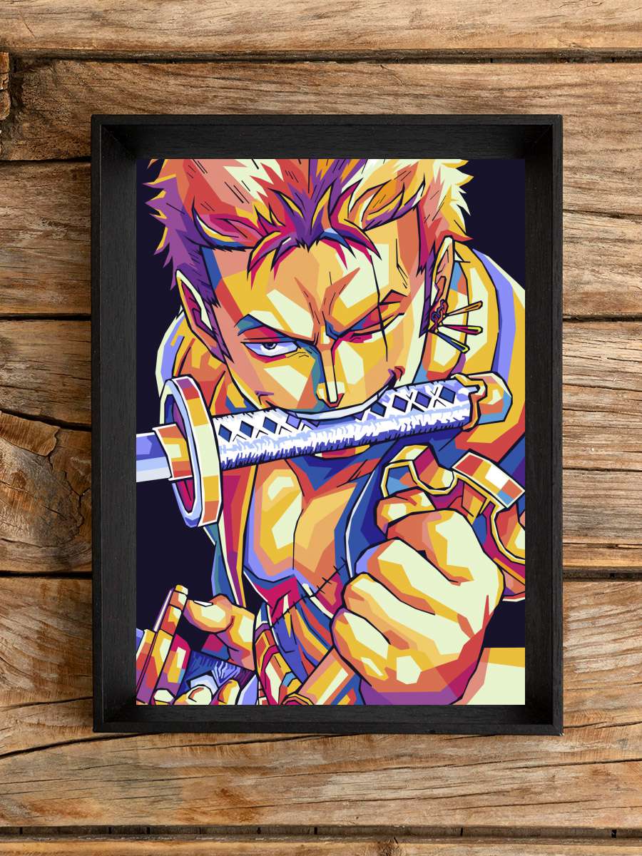 Zoro Anime Poster Tablo Siyah Çerçeveli Yüksek Kalite Anime Duvar Tablo