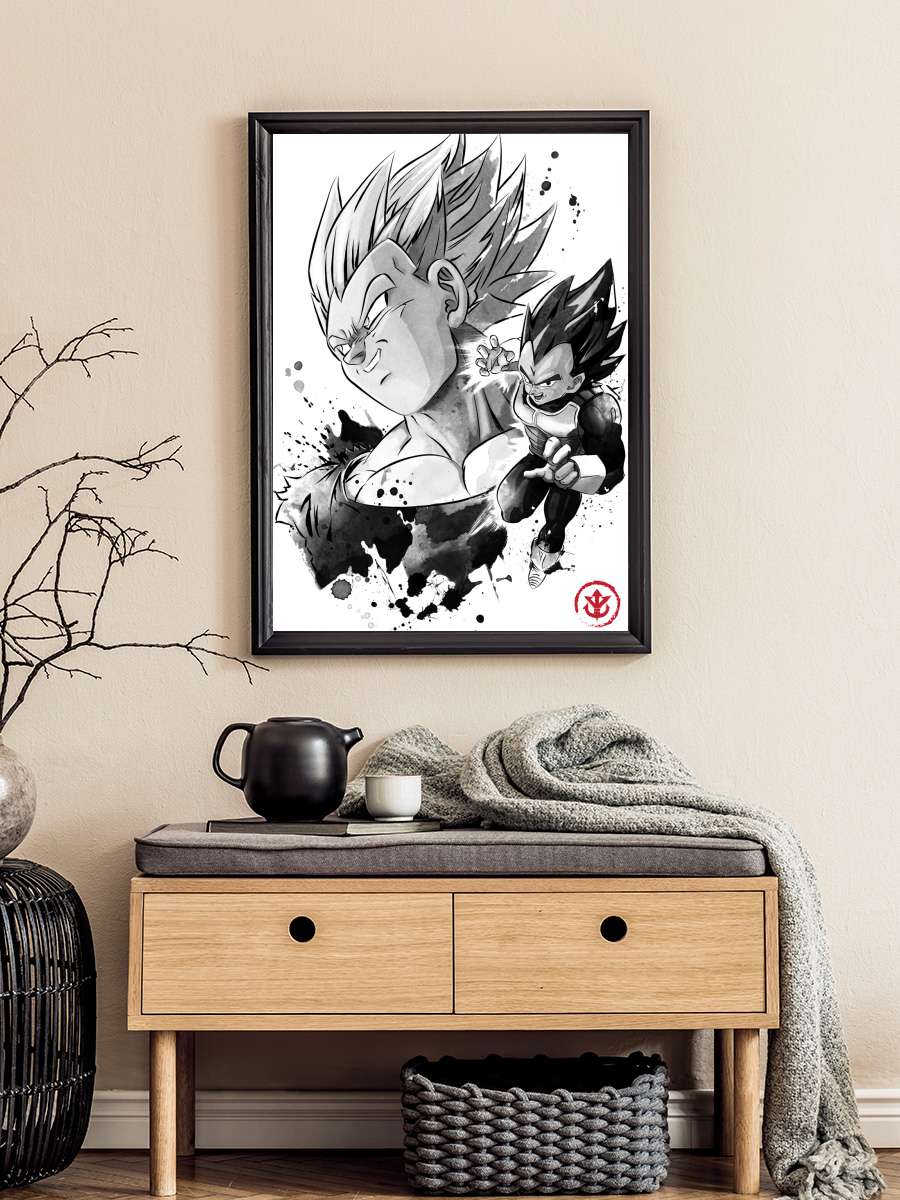 The Prince of Saiyans Anime Poster Tablo Siyah Çerçeveli Yüksek Kalite Anime Duvar Tablo