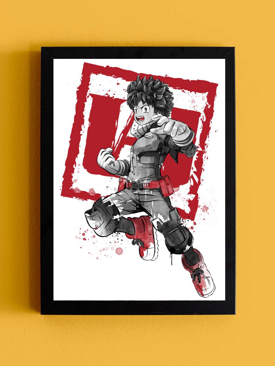 Deku sumi e Anime Poster Tablo Siyah Çerçeveli Yüksek Kalite Anime Duvar Tablo