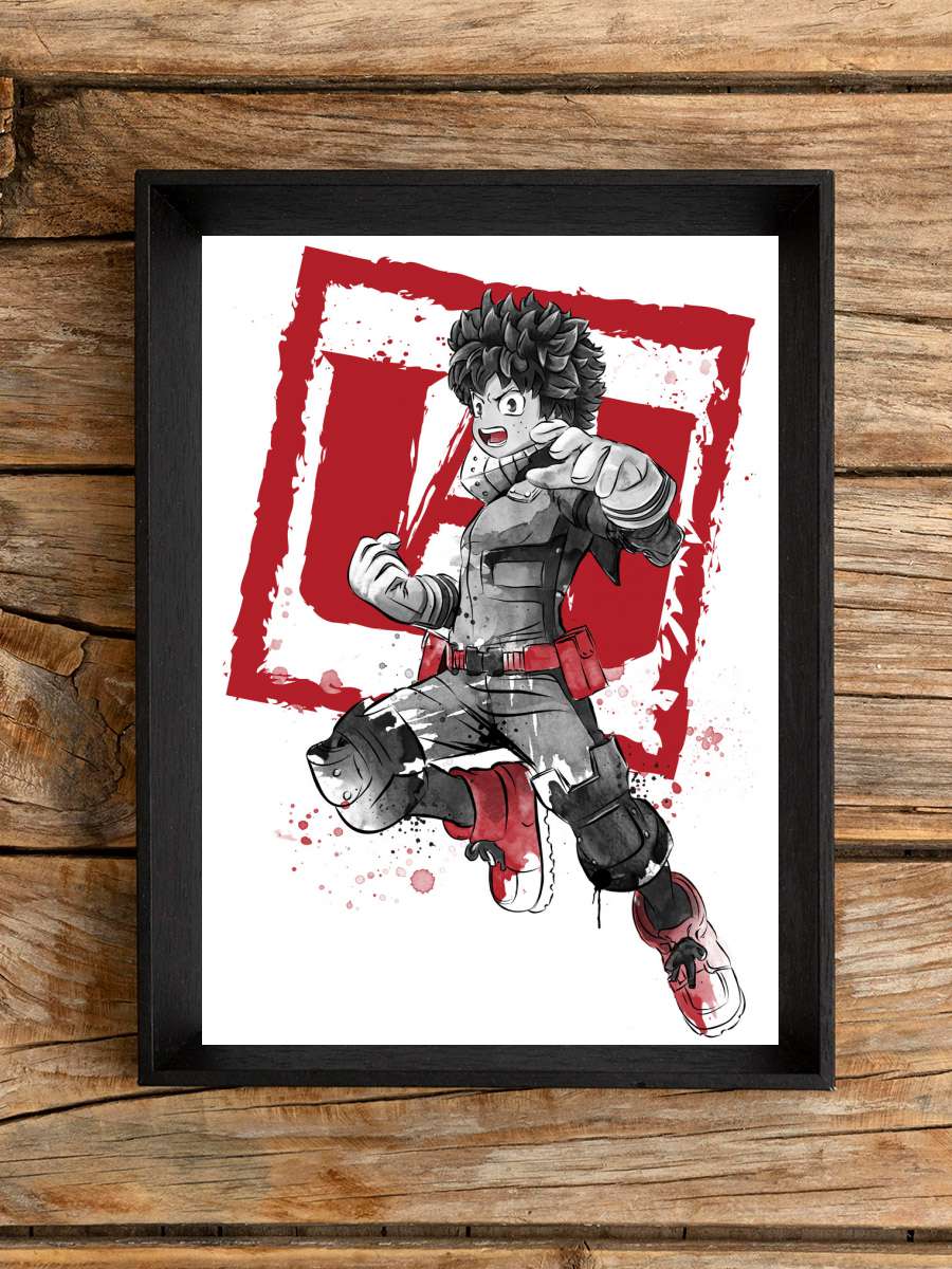 Deku sumi e Anime Poster Tablo Siyah Çerçeveli Yüksek Kalite Anime Duvar Tablo