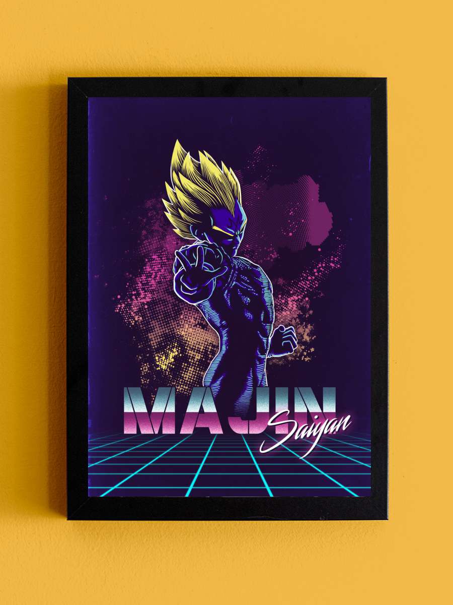 Retro majin Saiyan Anime Poster Tablo Siyah Çerçeveli Yüksek Kalite Anime Duvar Tablo