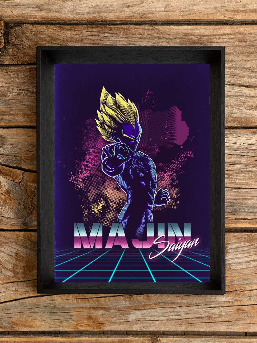 Retro majin Saiyan Anime Poster Tablo Siyah Çerçeveli Yüksek Kalite Anime Duvar Tablo