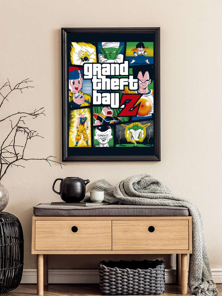 Grand theft Ball Z Anime Poster Tablo Siyah Çerçeveli Yüksek Kalite Anime Duvar Tablo