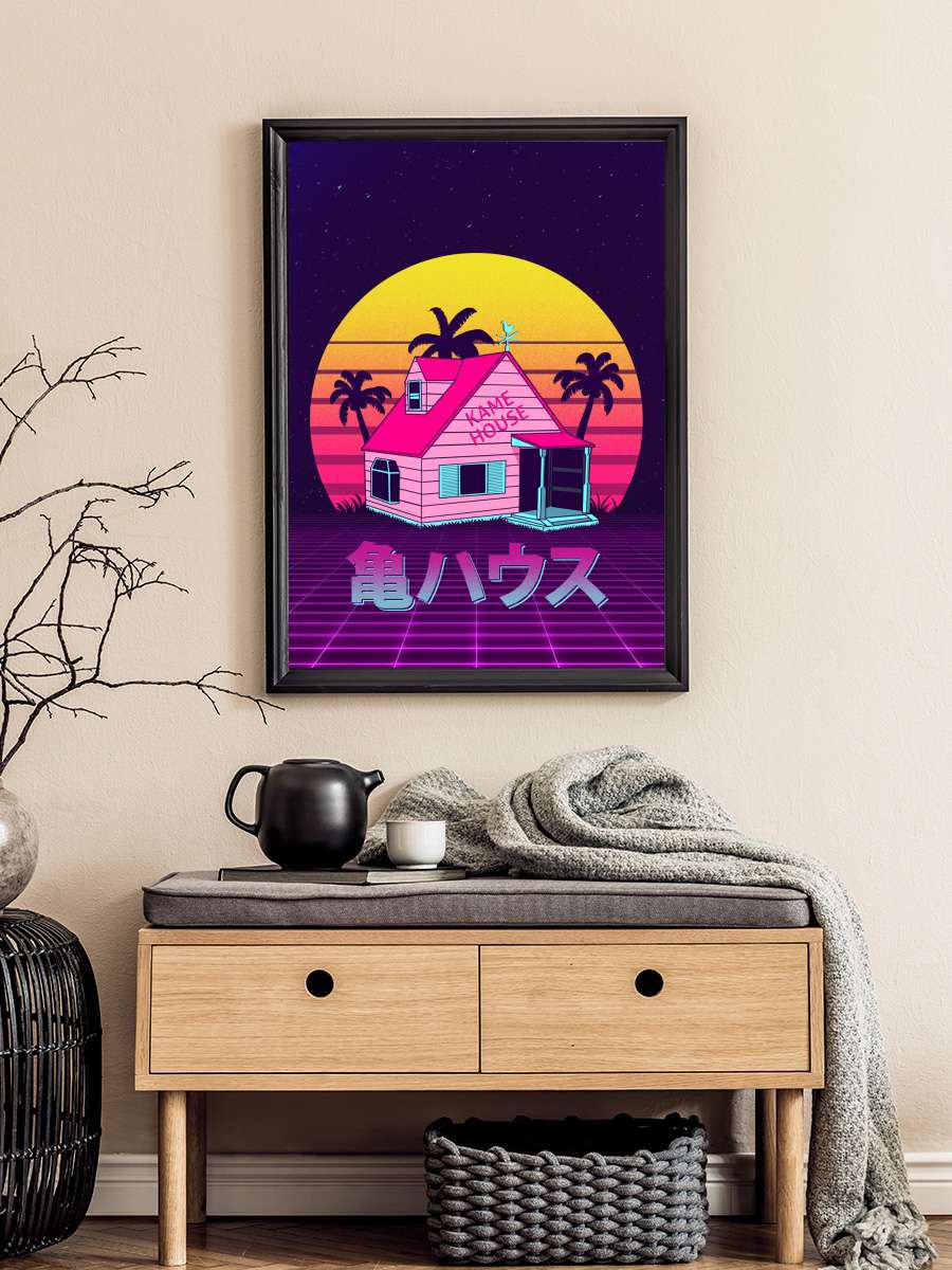 Retro Kame House Anime Poster Tablo Siyah Çerçeveli Yüksek Kalite Anime Duvar Tablo