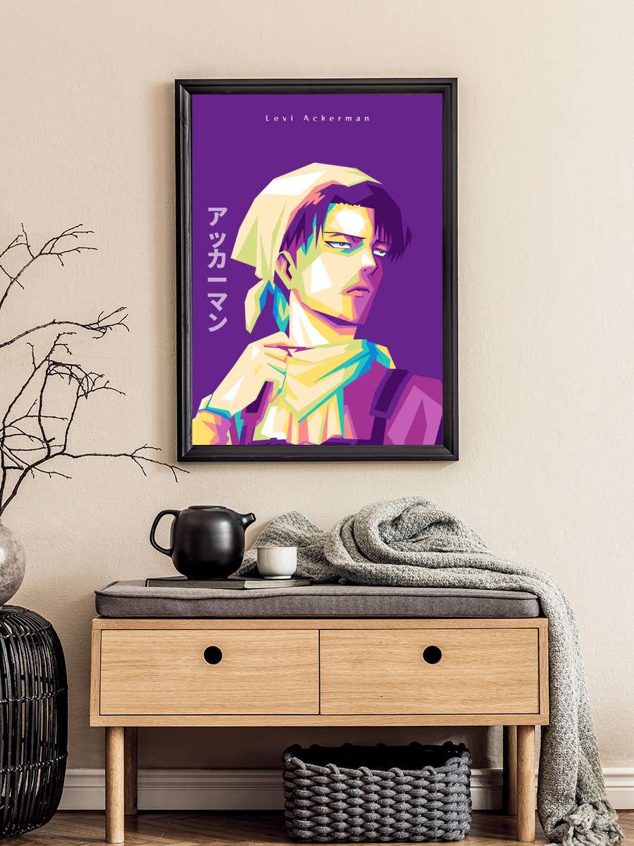 Levi Japanese Anime Anime Poster Tablo Siyah Çerçeveli Yüksek Kalite Anime Duvar Tablo