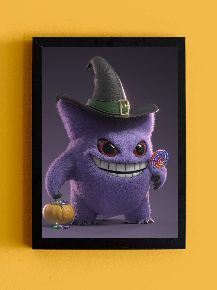 Gengar - Halloween special Anime Poster Tablo Siyah Çerçeveli Yüksek Kalite Anime Duvar Tablo