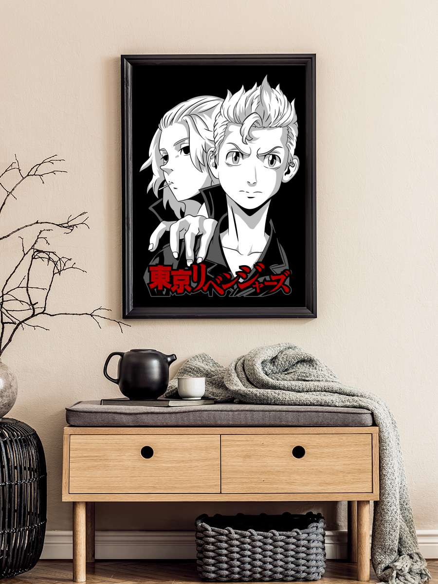 Mikey in Black Anime Poster Tablo Siyah Çerçeveli Yüksek Kalite Anime Duvar Tablo