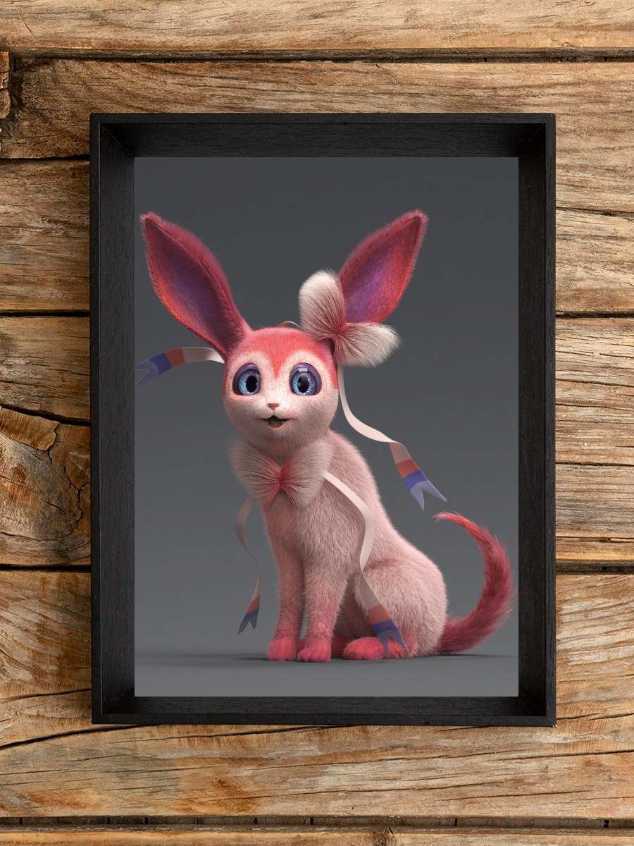 Elegant Sylveon Anime Poster Tablo Siyah Çerçeveli Yüksek Kalite Anime Duvar Tablo