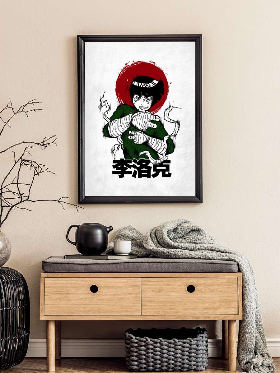 Rock Lee Anime Poster Tablo Siyah Çerçeveli Yüksek Kalite Anime Duvar Tablo