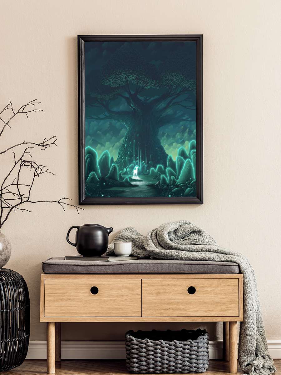 Crystal tree spirit Anime Poster Tablo Siyah Çerçeveli Yüksek Kalite Anime Duvar Tablo