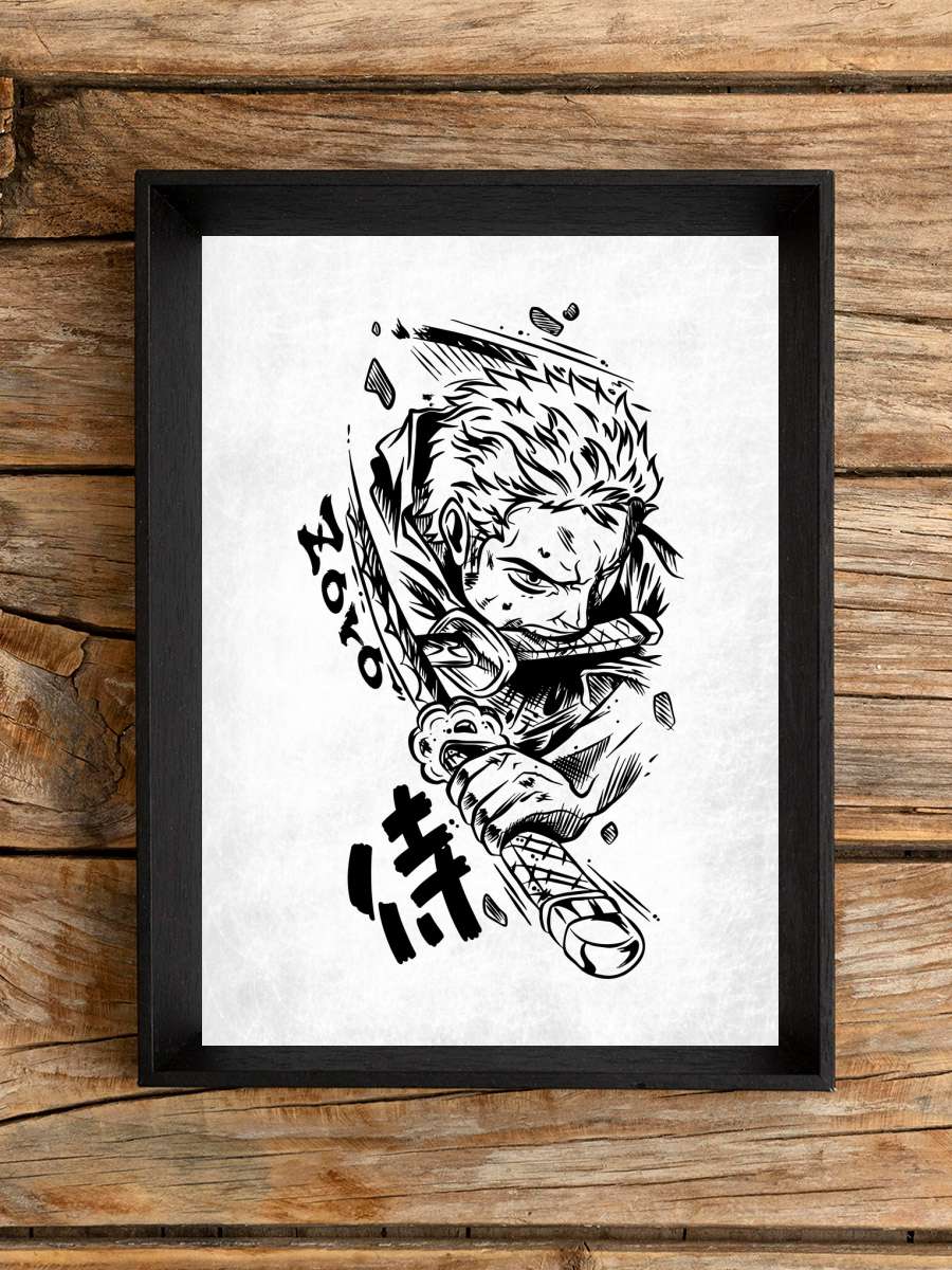 Zoro Anime Poster Tablo Siyah Çerçeveli Yüksek Kalite Anime Duvar Tablo